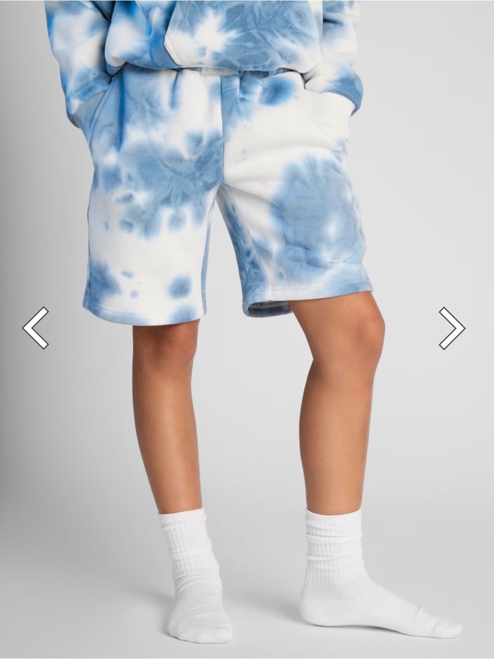 Kids Comfrt Blue Tie-Dye Fleece Shorts with Elastic Waist